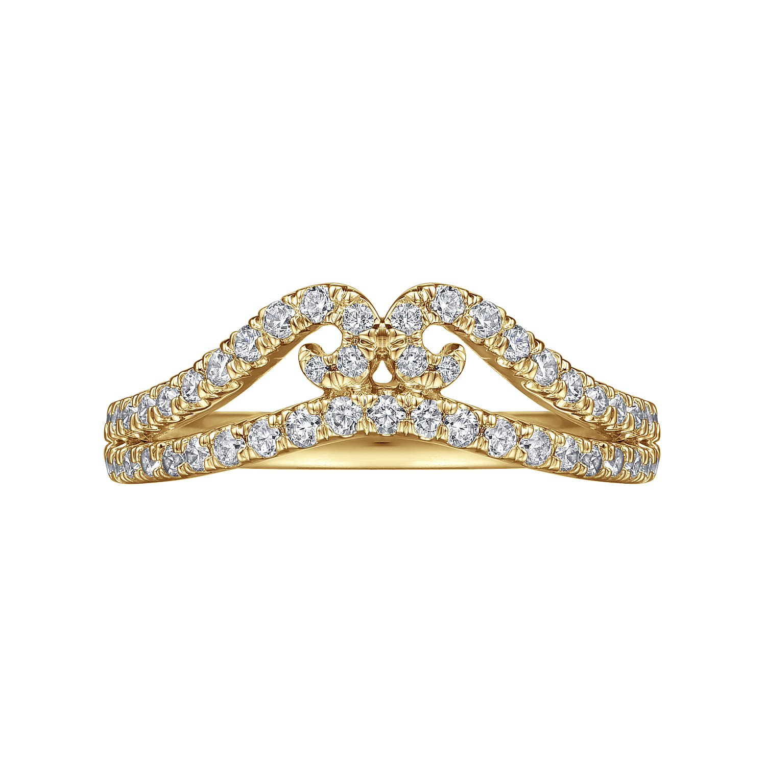 Curved Wedding Ring in 14k Yellow Gold with Round Natural Diamond at Gabriel & Co. - Shot 5