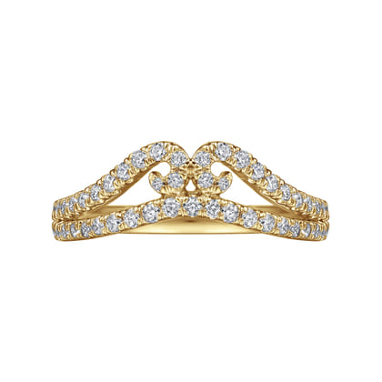 Cenza - Curved 14K Yellow Gold Twisted Diamond Anniversary Band