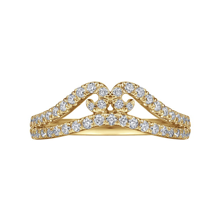 Curved Wedding Ring in 14k Yellow Gold with Round Natural Diamond at Gabriel & Co. - Shot 5