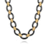 Ceramic - 14K Yellow Gold Black Ceramic Oval Link Chain Necklace with Bujukan Connectors