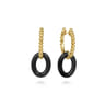 Ceramic - 14K Yellow Gold Black Oval Ceramic Bujukan Huggie Drop Earrings