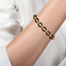 Ceramic - 14K Yellow Gold Bujukan and Black Oval Ceramic Link Chain Tennis Bracelet
