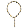 Ceramic - 14K Yellow Gold Hollow Tube and Black Oval Ceramic Y Knots Necklace
