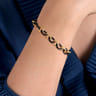 Ceramic - 14K Yellow Gold Oval Shape Hollow Tube and Black Ceramic Tennis Bracelet