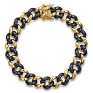 Ceramic - 14K Yellow Gold and Black Ceramic 10mm Hollow Cuban Link Tennis Bracelet