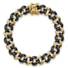Ceramic - 14K Yellow Gold and Black Ceramic 10mm Hollow Cuban Link Tennis Bracelet