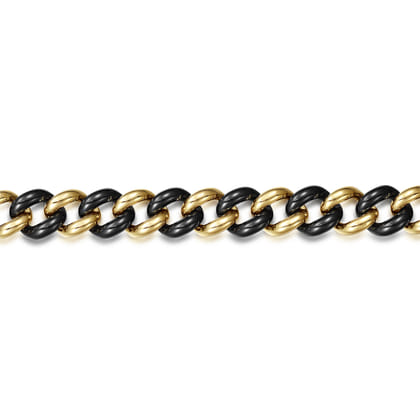 Ceramic - 14K Yellow Gold and Black Ceramic 10mm Hollow Cuban Link Tennis Bracelet