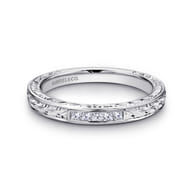 Cesaire - 14K White Gold Princess Cut 5 Stone Channel Set Diamond Wedding Band with Engraving