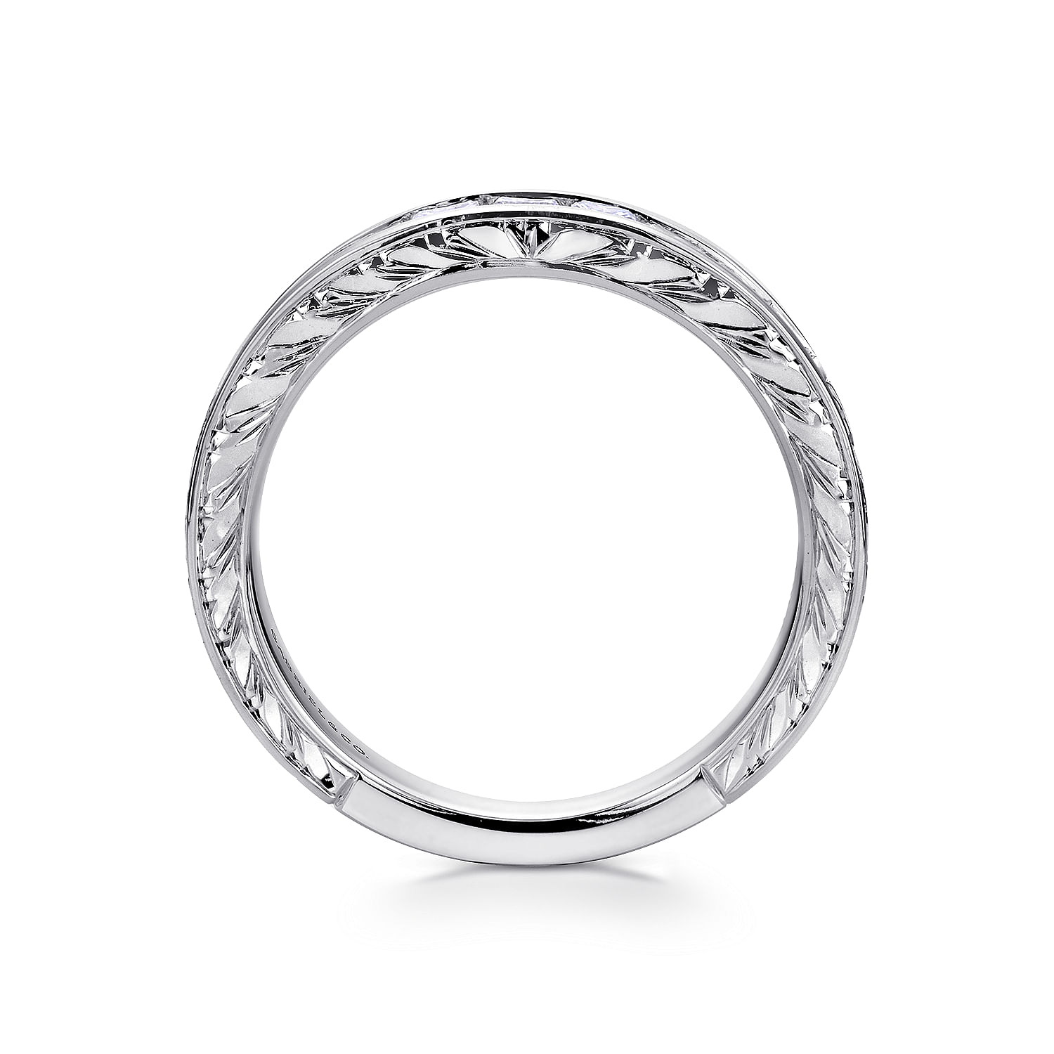 Straight Wedding Ring in 14k White Gold with Princess Cut Natural Diamond at Gabriel & Co. - Shot 2