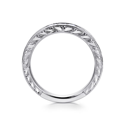 Cesaire - 14K White Gold Princess Cut 9 Stone Channel Set Diamond Wedding Band with Engraving