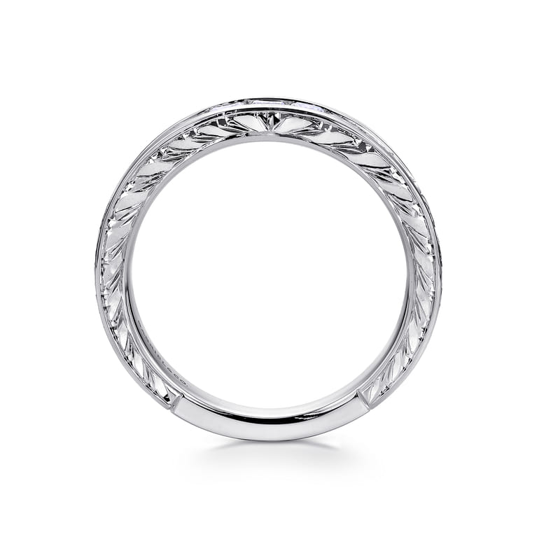 Straight Wedding Ring in 14k White Gold with Princess Cut Natural Diamond at Gabriel & Co. - Shot 2