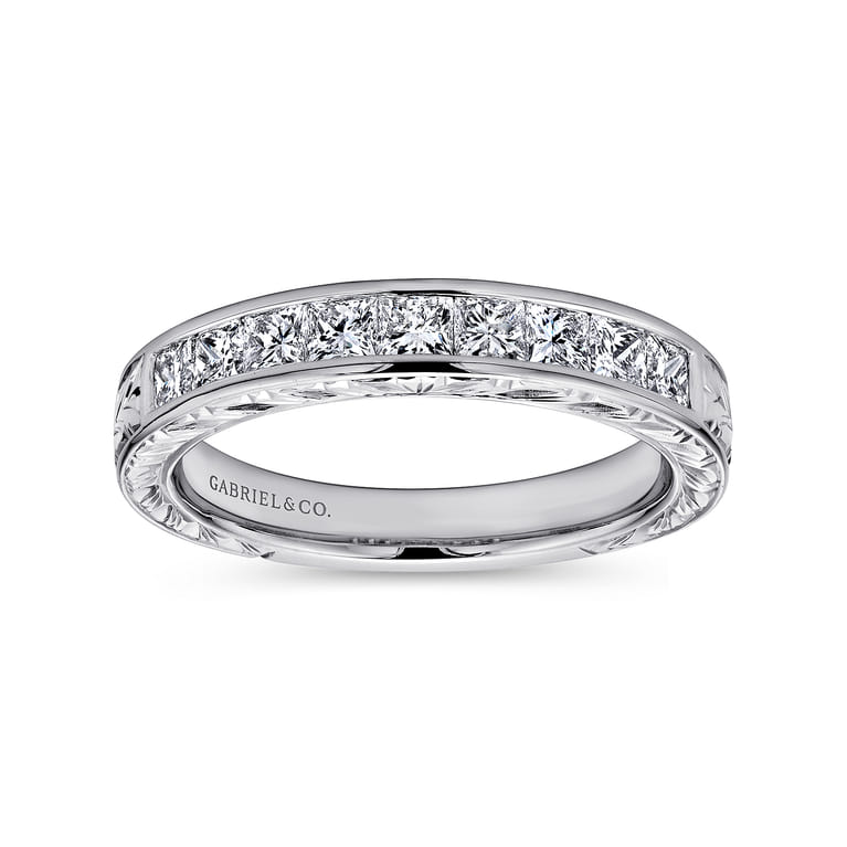 Straight Wedding Ring in 14k White Gold with Princess Cut Natural Diamond at Gabriel & Co. - Shot 4