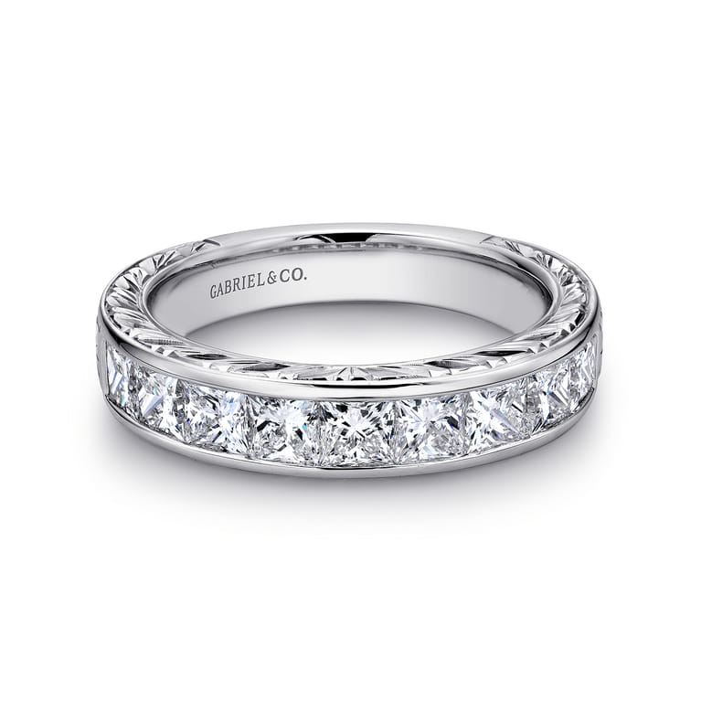 Straight Wedding Ring in 14k White Gold with Princess Cut Natural Diamond at Gabriel & Co. - Shot 1