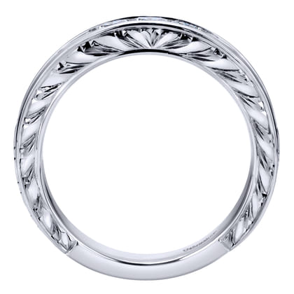 Cesaire - 14K White Gold Princess Cut 9 Stone Channel Set Diamond Wedding Band with Engraving