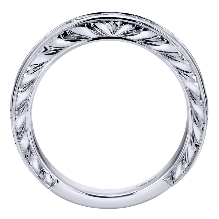 Straight Wedding Ring in 14k White Gold with Princess Cut Natural Diamond at Gabriel & Co. - Shot 2