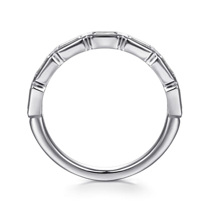 Ceuta - 14K White Gold Bezel Baguette Diamond Anniversary Band