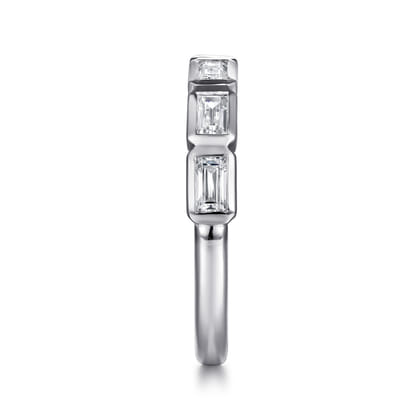 Ceuta - 14K White Gold Bezel Baguette Diamond Anniversary Band