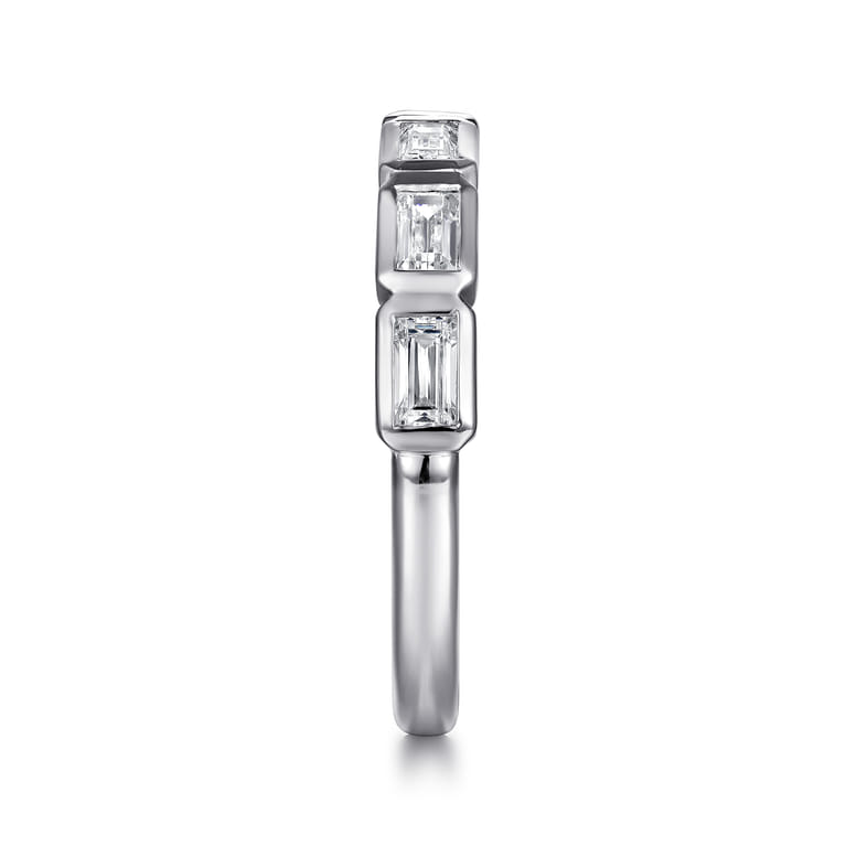 Straight Wedding Ring in 14k White Gold with Baguette Natural Diamond at Gabriel & Co. - Shot 4