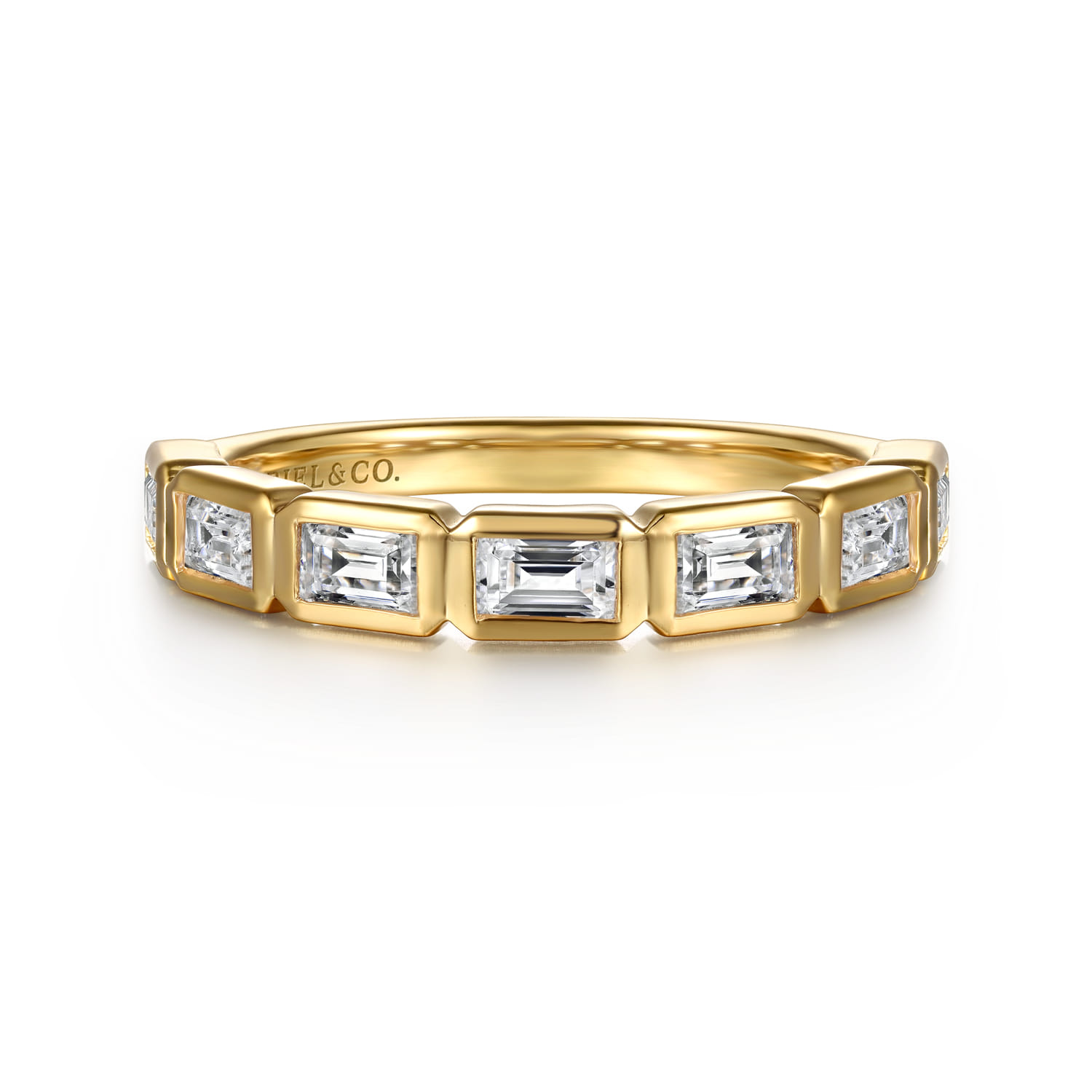 Fancy Wedding Ring in 14k Yellow Gold with Baguette Natural Diamond at Gabriel & Co. - Shot 1