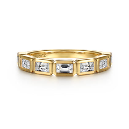 Ceuta - 14K Yellow Gold Bezel Baguette Diamond Anniversary Band