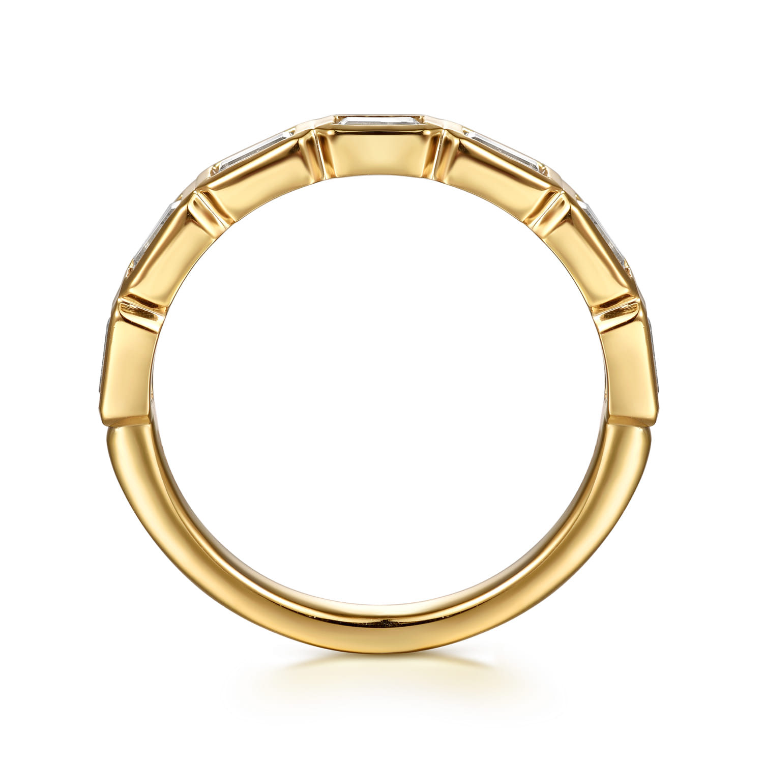 Fancy Wedding Ring in 14k Yellow Gold with Baguette Natural Diamond at Gabriel & Co. - Shot 2