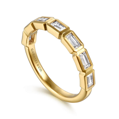 Ceuta - 14K Yellow Gold Bezel Baguette Diamond Anniversary Band