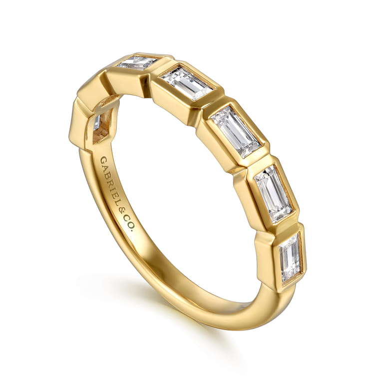 Fancy Wedding Ring in 14k Yellow Gold with Baguette Natural Diamond at Gabriel & Co. - Shot 3