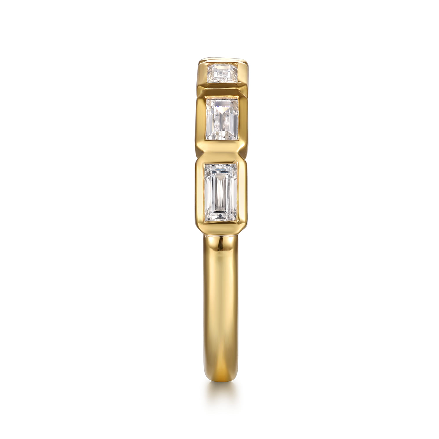 Fancy Wedding Ring in 14k Yellow Gold with Baguette Natural Diamond at Gabriel & Co. - Shot 4