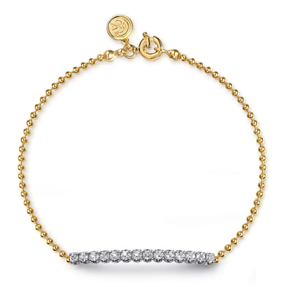 Chain Bracelet Bar 14K White and Yellow Gold White Sapphire Bujukan