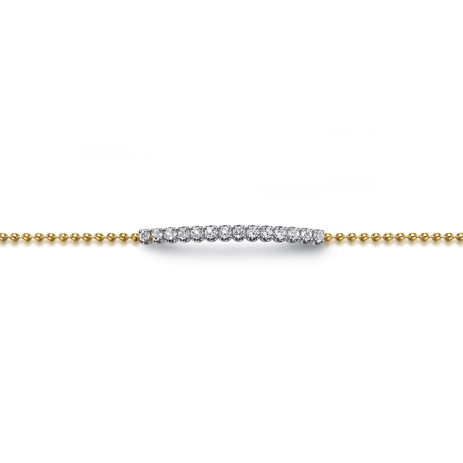 Chain Bracelet Bar 14K White and Yellow Gold White Sapphire Bujukan - Shot 2