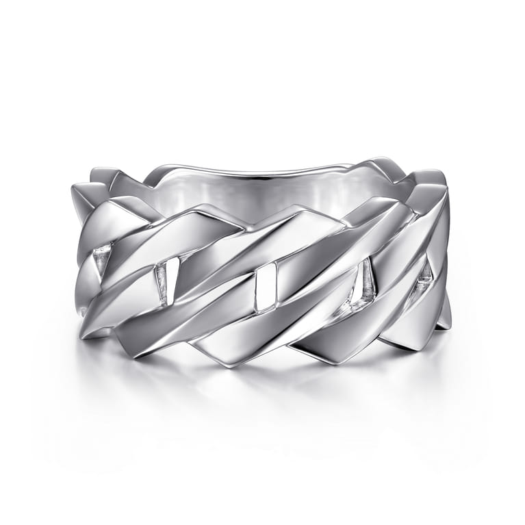Chain Link Wide Band 925 Sterling Silver - Shot 1