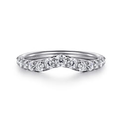Chambery - Curved 14K White Gold French Pave Diamond Wedding Band