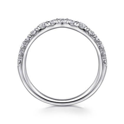 Chambery - Curved 14K White Gold French Pave Diamond Wedding Band