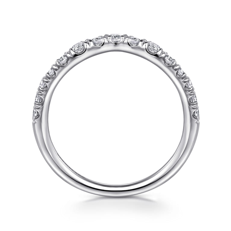 Curved Wedding Ring in 14k White Gold with Round Natural Diamond at Gabriel & Co. - Shot 2