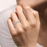 Curved Wedding Ring in 14k White Gold with Round Natural Diamond at Gabriel & Co.