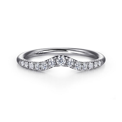 Chambery - Curved 14K White Gold French Pave Diamond Wedding Band