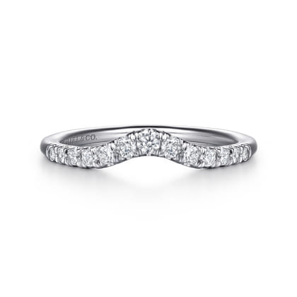 Chambery - Curved 14K White Gold French Pave Diamond Wedding Band