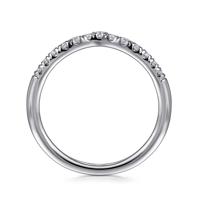 Curved Wedding Ring in 14k White Gold with Round Natural Diamond at Gabriel & Co. - Shot 2