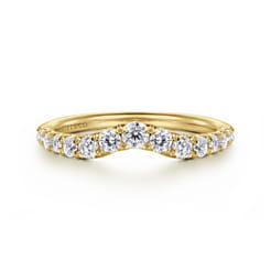 Chambery - Curved 14K Yellow Gold French Pave Diamond Wedding Band