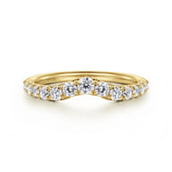 Chambery - Curved 14K Yellow Gold French Pave Diamond Wedding Band