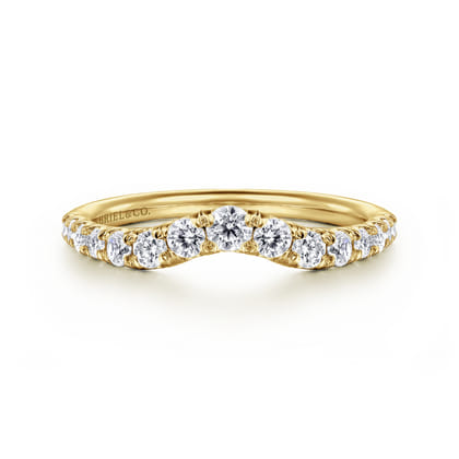 Chambery - Curved 14K Yellow Gold French Pave Diamond Wedding Band