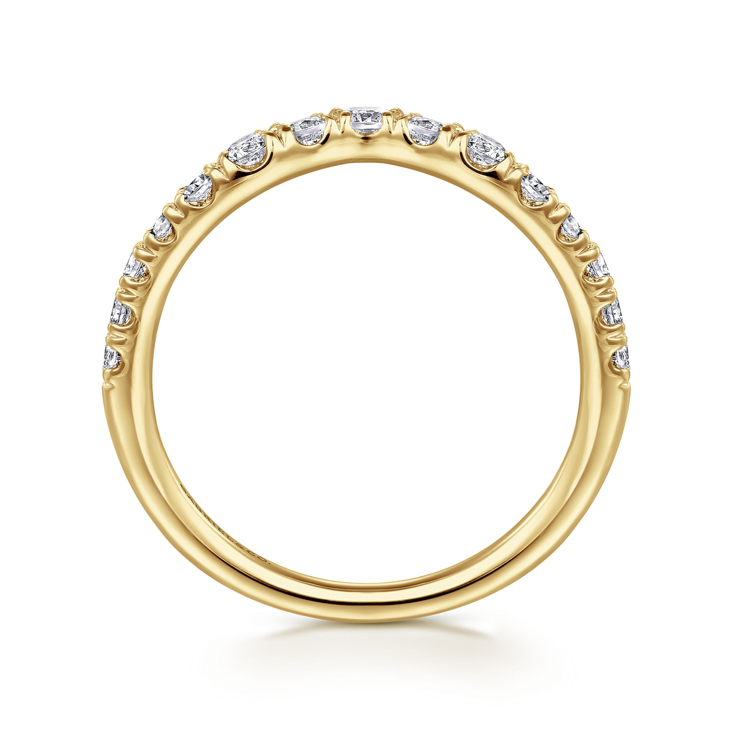 Chambery - Curved 14K Yellow Gold French Pave Diamond Wedding Band