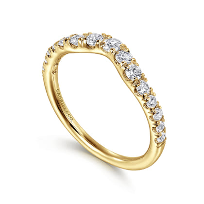 Chambery - Curved 14K Yellow Gold French Pave Diamond Wedding Band