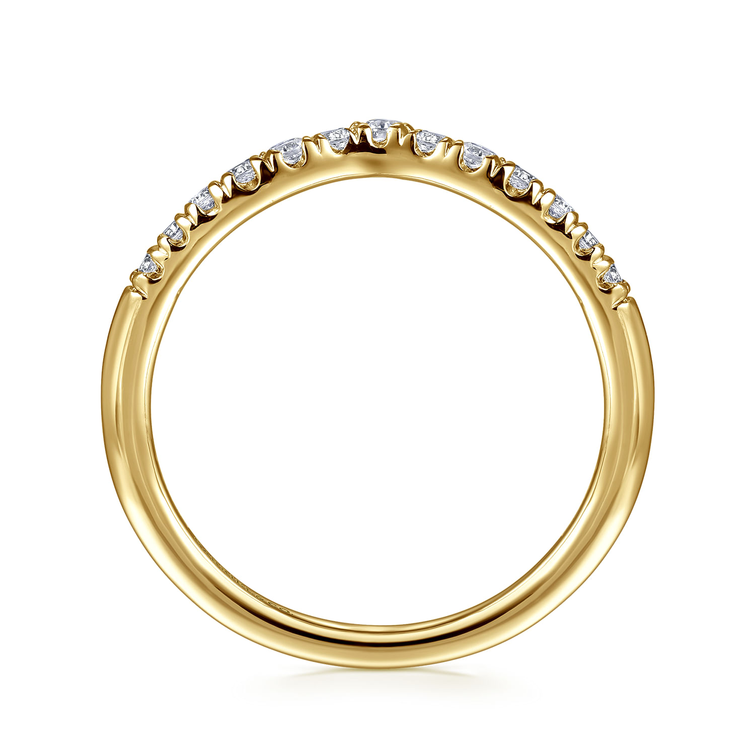 Chambery - Curved 14K Yellow Gold French Pave Diamond Wedding Band