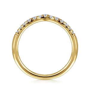 Chambery - Curved 14K Yellow Gold French Pave Diamond Wedding Band