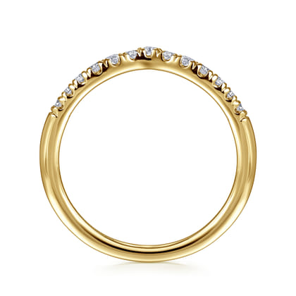 Chambery - Curved 14K Yellow Gold French Pave Diamond Wedding Band