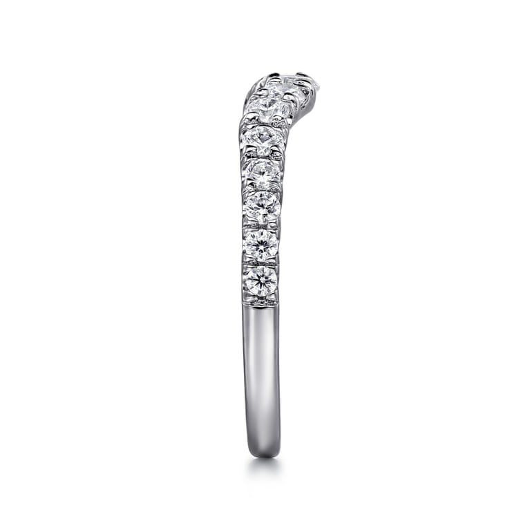 Curved Wedding Ring in Platinum with Round Natural Diamond at Gabriel & Co. - Shot 4