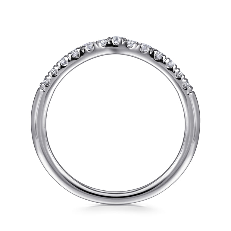 Curved Wedding Ring in Platinum with Round Natural Diamond at Gabriel & Co. - Shot 2