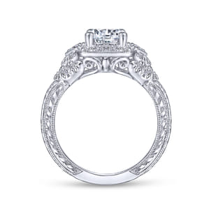 Chandler - Vintage Inspired 14K White Gold Round Halo Diamond Engagement Ring
