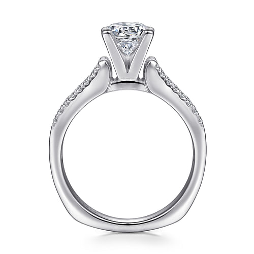 Channing - 14K White Gold Round Wide Band Diamond Channel Set Engagement Ring - 0.5 ct - Shot 2